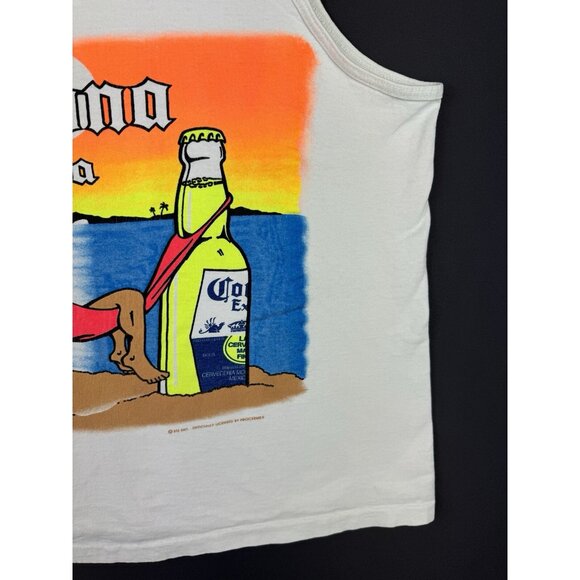 Vintage 90s Corona Extra Beer Promo Drink Alcohol Beach Tank Top - Picture 6 of 14